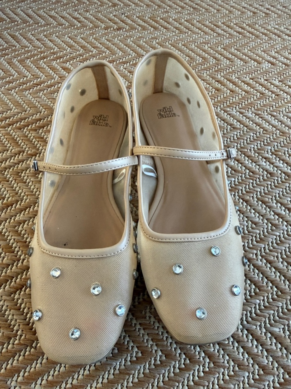 wild fable Nude/Tan Mary Jane Flats with Rhinestone Studs - Picture 2 of 5